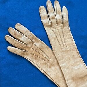 Vintage Tan Leather Extra Long Gloves